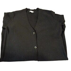 J. JILL Black Long Ribbed Thick Cotton Knit Cardigan - Like New